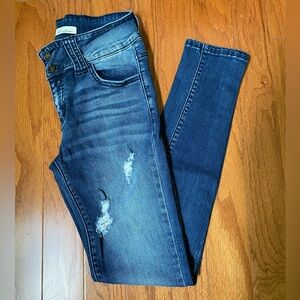 KanCan Blue Skinny Jeans with Distressed Details